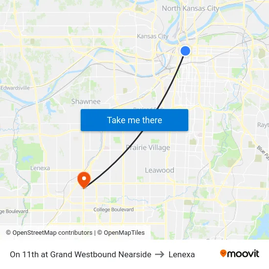 On 11th at Grand Westbound Nearside to Lenexa map