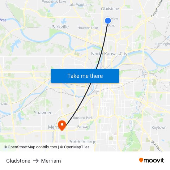 Gladstone to Merriam map