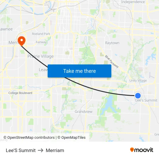Lee'S Summit to Merriam map