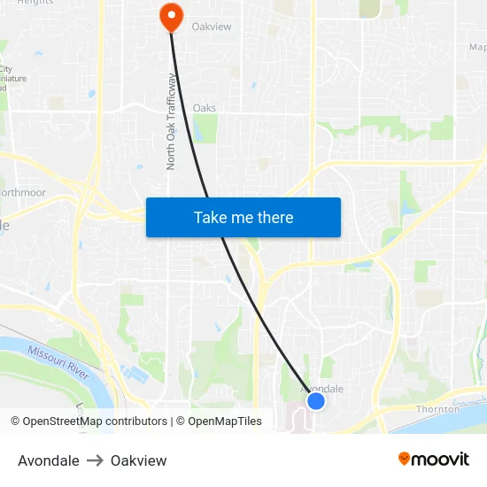 Avondale to Oakview map