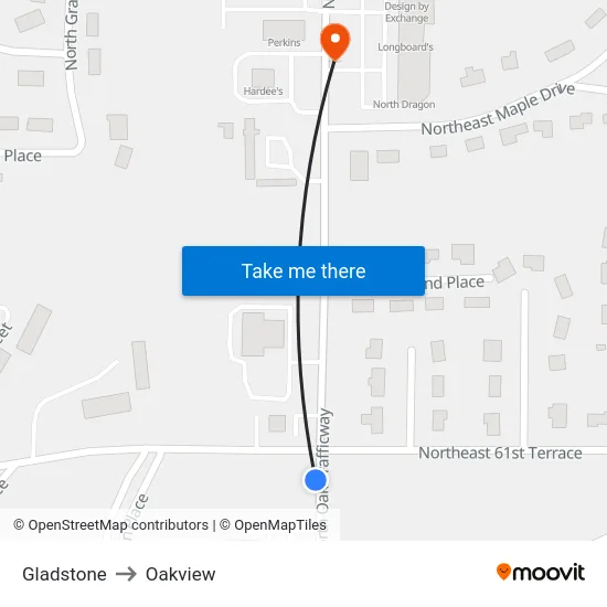 Gladstone to Oakview map