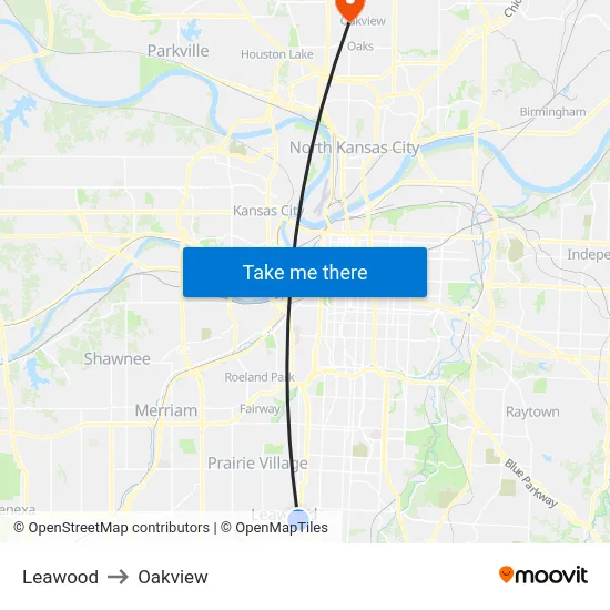 Leawood to Oakview map