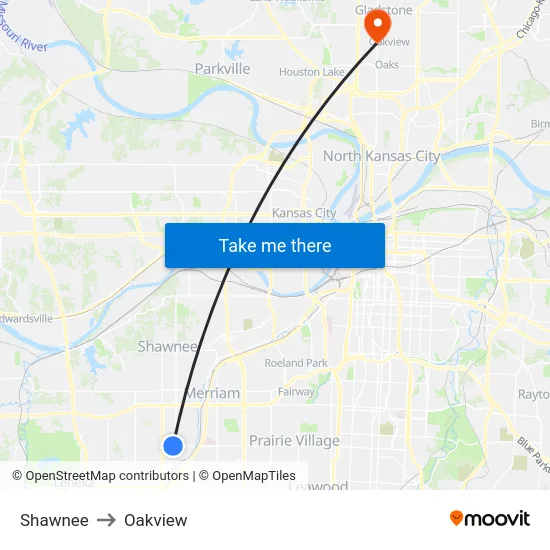 Shawnee to Oakview map