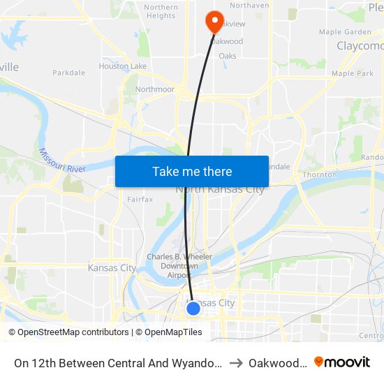 On 12th Between Central And Wyandotte Eastbound to Oakwood Park map
