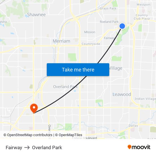 Fairway to Overland Park map