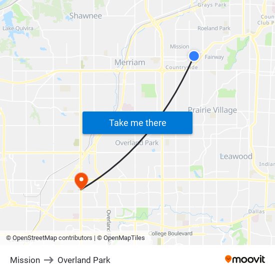 Mission to Overland Park map