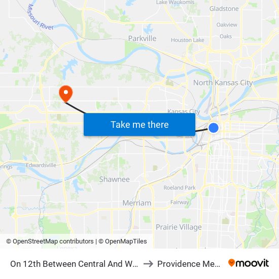On 12th Between Central And Wyandotte Eastbound to Providence Medical Center map
