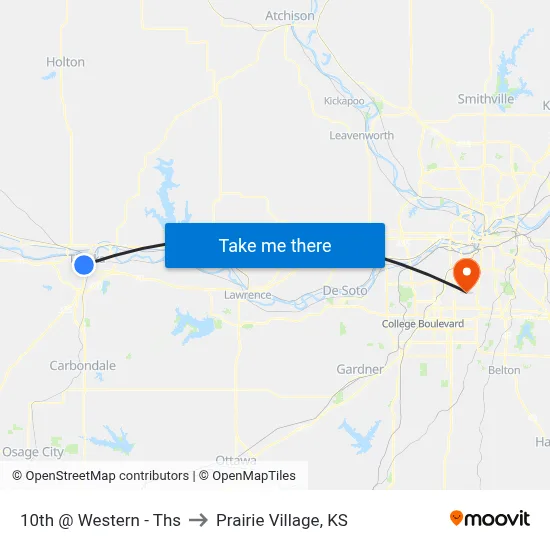 10th @ Western - Ths to Prairie Village, KS map