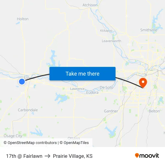 17th @ Fairlawn to Prairie Village, KS map