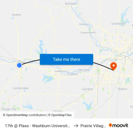 17th @ Plass - Washburn University Stop # 3 to Prairie Village, KS map