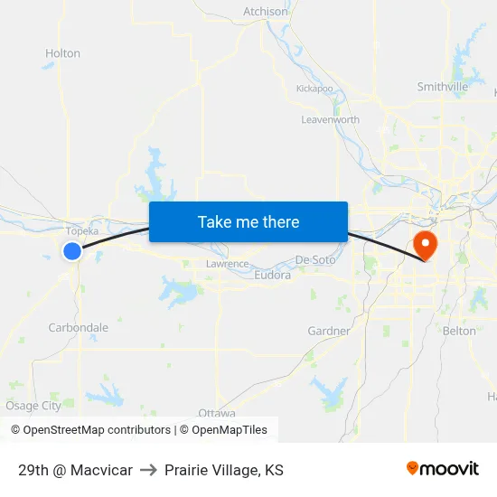 29th @ Macvicar to Prairie Village, KS map