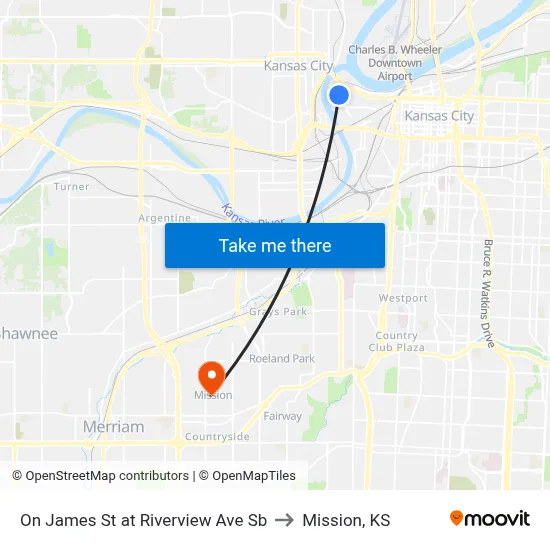 On James St at Riverview Ave Sb to Mission, KS map