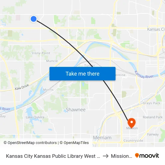 Kansas City Kansas Public Library West Wyandotte to Mission, KS map