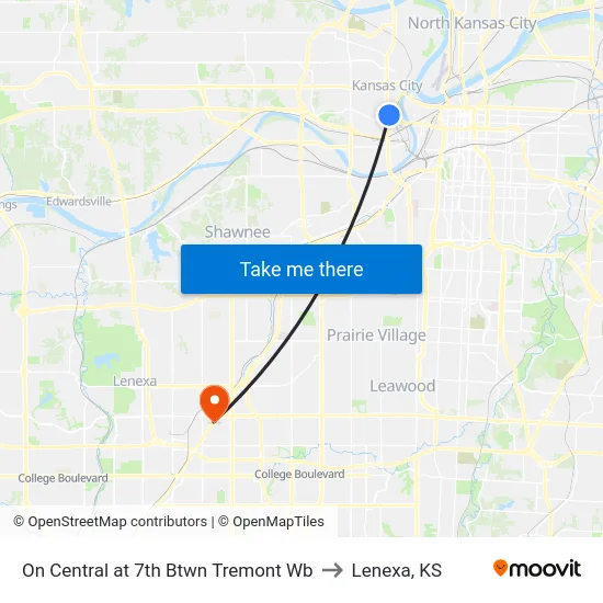 On Central at 7th Btwn Tremont Wb to Lenexa, KS map