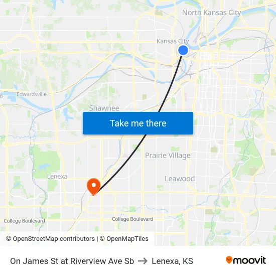 On James St at Riverview Ave Sb to Lenexa, KS map