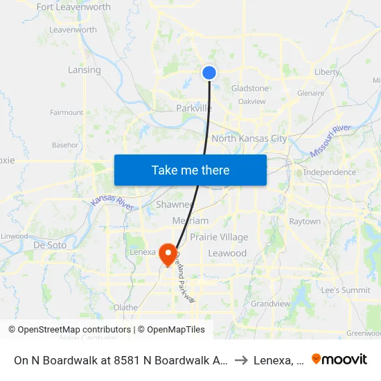On N Boardwalk at 8581 N Boardwalk Ave Eb to Lenexa, KS map