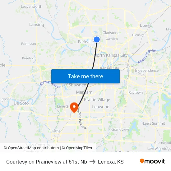 Courtesy on Prairieview at 61st Nb to Lenexa, KS map