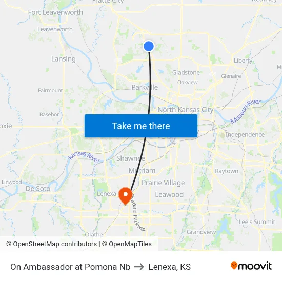 On Ambassador at Pomona Nb to Lenexa, KS map