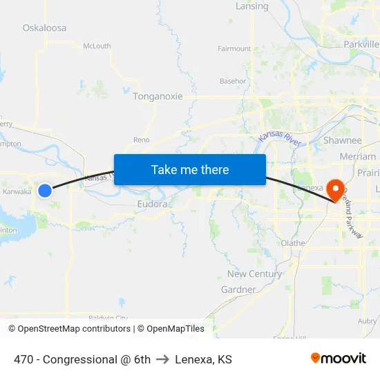 470 - Congressional @ 6th to Lenexa, KS map