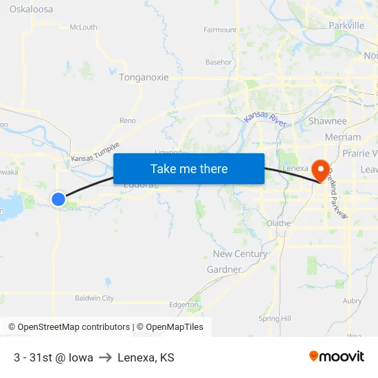 3 - 31st @ Iowa to Lenexa, KS map