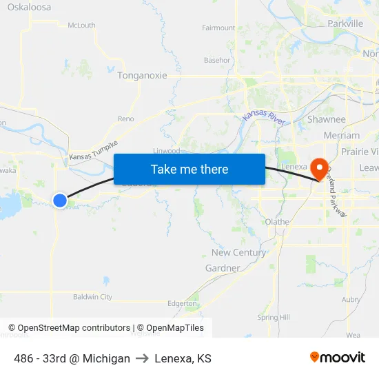 486 - 33rd @ Michigan to Lenexa, KS map