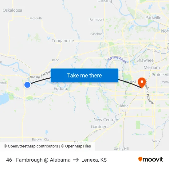 46 - Fambrough @ Alabama to Lenexa, KS map