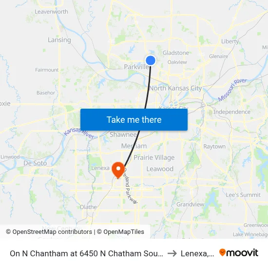 On N Chantham at 6450 N Chatham Southbound to Lenexa, KS map