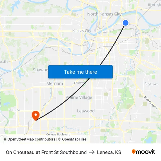 On Chouteau at Front St Southbound to Lenexa, KS map
