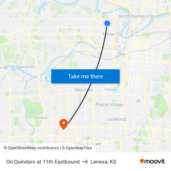 On Quindaro at 11th Eastbound to Lenexa, KS map
