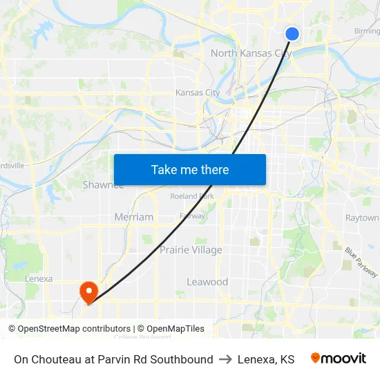 On Chouteau at Parvin Rd Southbound to Lenexa, KS map
