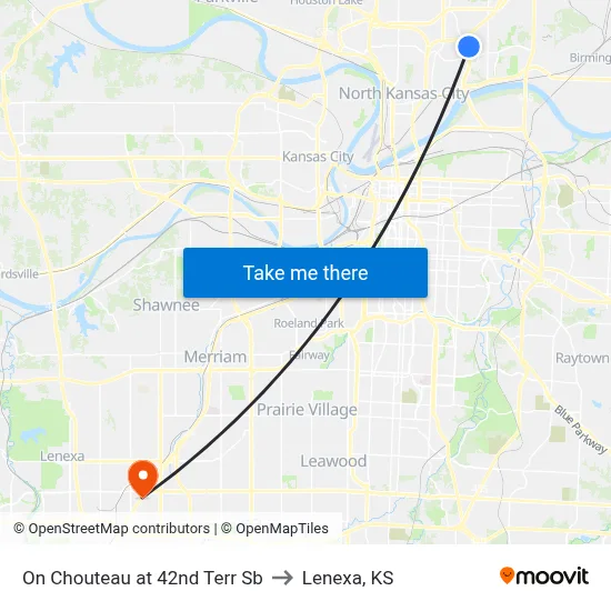 On Chouteau at 42nd Terr Sb to Lenexa, KS map