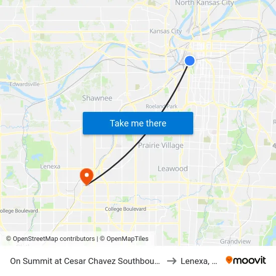 On Summit at Cesar Chavez Southbound to Lenexa, KS map