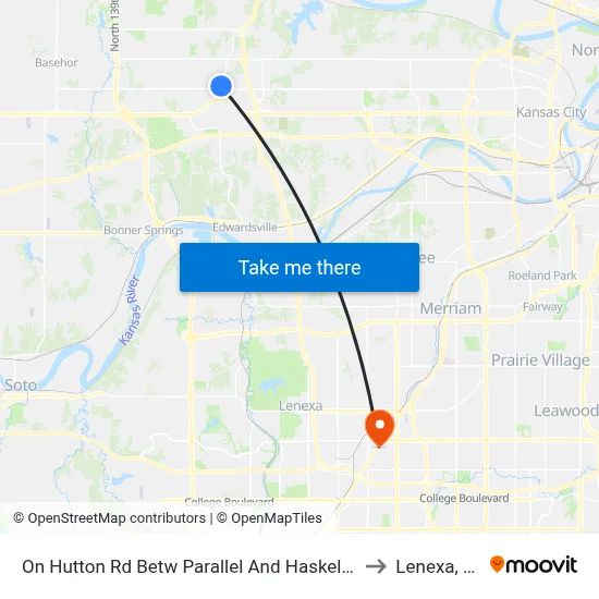 On Hutton Rd Betw Parallel And  Haskell Nb to Lenexa, KS map
