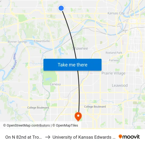 On N 82nd at Troop Nb to University of Kansas Edwards Campus map
