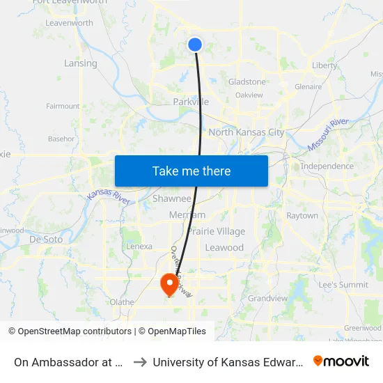 On Ambassador at 106th Nb to University of Kansas Edwards Campus map