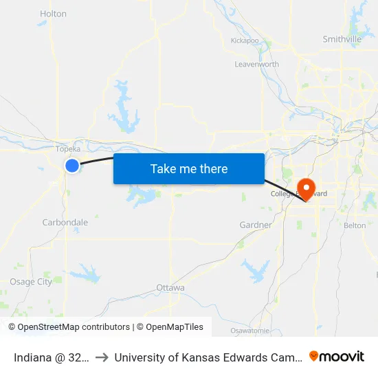 Indiana @ 32nd to University of Kansas Edwards Campus map
