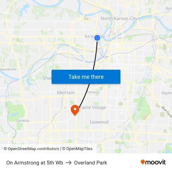 On Armstrong at 5th Wb to Overland Park map