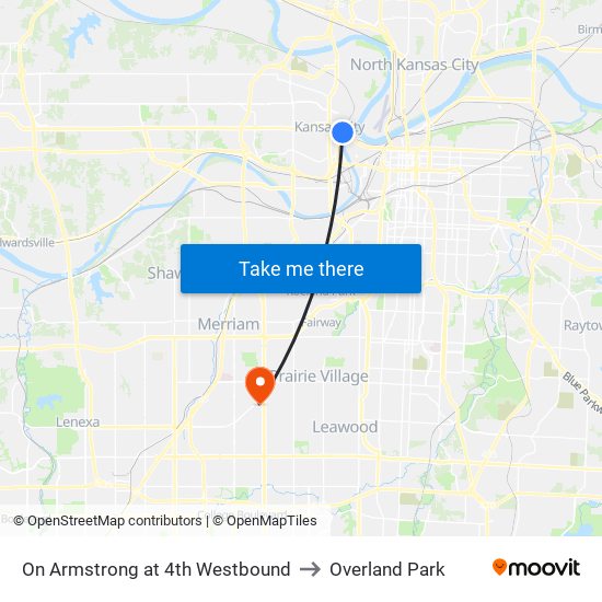 On Armstrong at 4th Westbound to Overland Park map