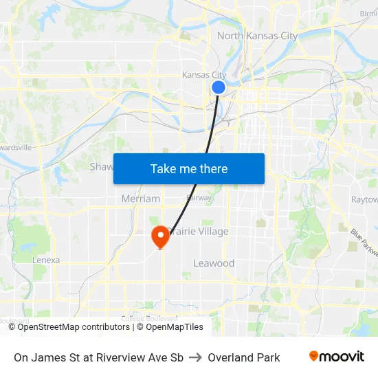 On James St at Riverview Ave Sb to Overland Park map