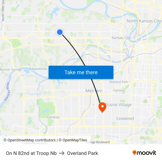 On N 82nd at Troop Nb to Overland Park map