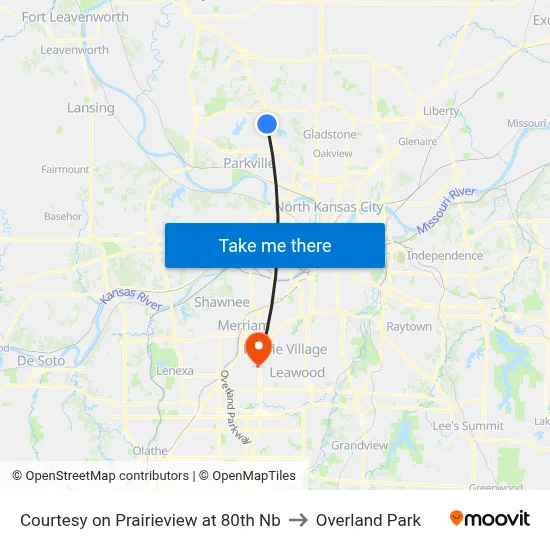Courtesy on Prairieview at 80th Nb to Overland Park map