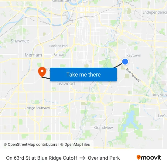 On 63rd St at Blue Ridge Cutoff to Overland Park map