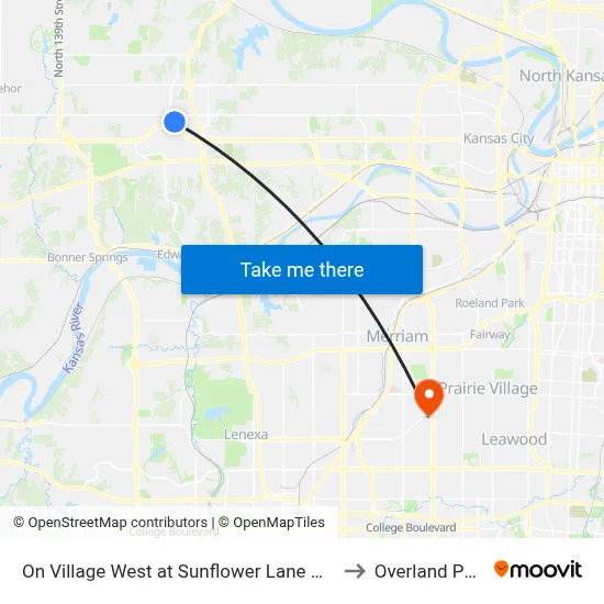 On Village West at Sunflower Lane Nwb to Overland Park map