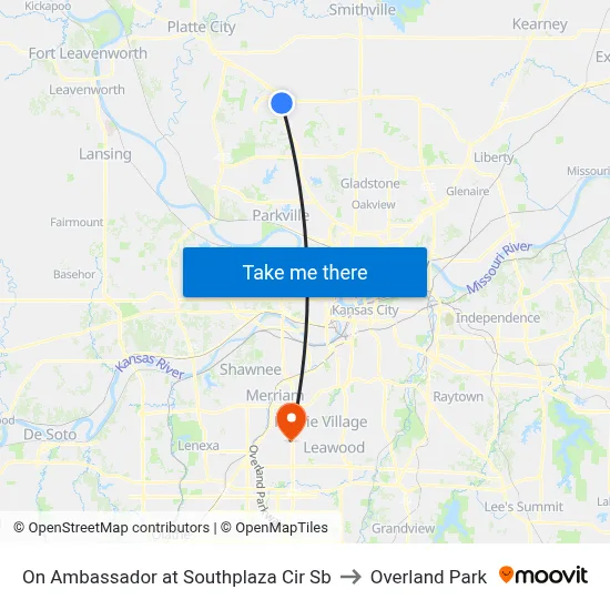 On Ambassador at Southplaza Cir Sb to Overland Park map