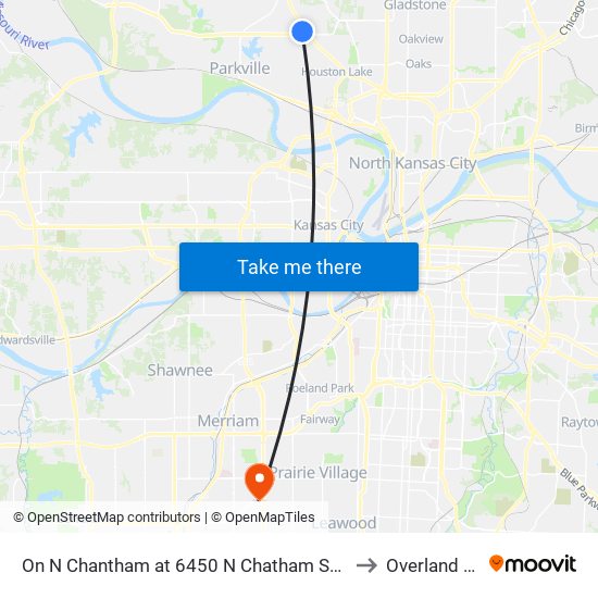 On N Chantham at 6450 N Chatham Southbound to Overland Park map