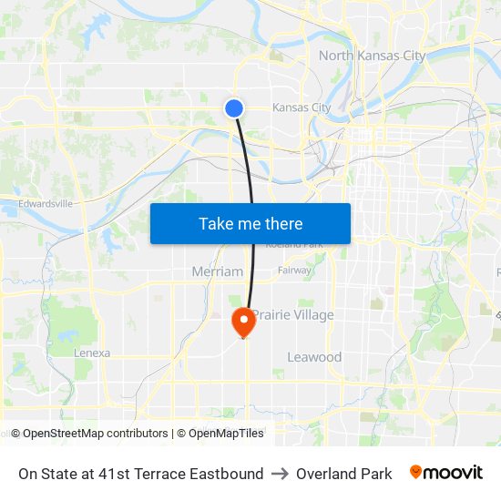 On State at 41st Terrace Eastbound to Overland Park map