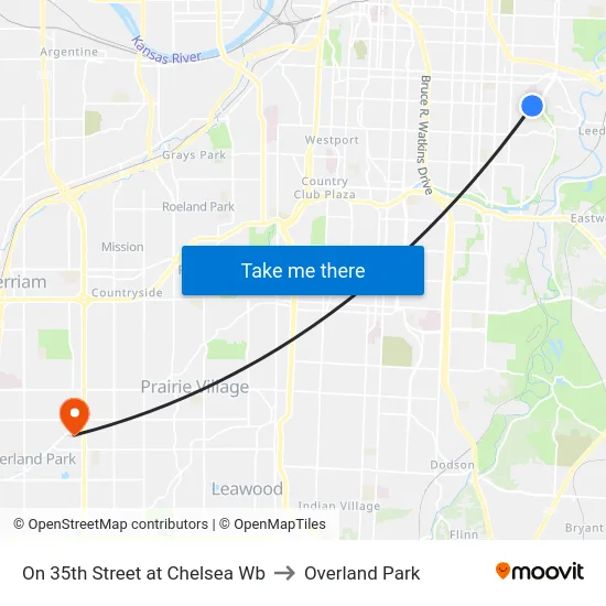 On 35th Street at Chelsea Wb to Overland Park map