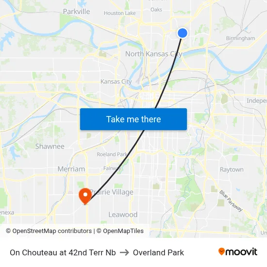On Chouteau at 42nd Terr Nb to Overland Park map
