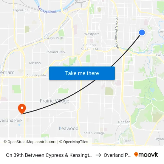 On 39th Between Cypress & Kensington Wb to Overland Park map