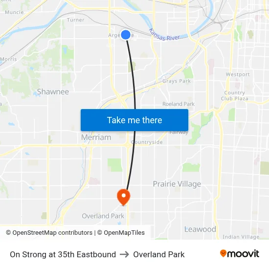 On Strong at 35th Eastbound to Overland Park map
